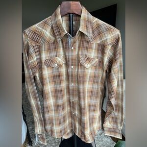 Cowboy Legend BOYS’ XL Brown Plaid Long Sleeve Button Down Shirt